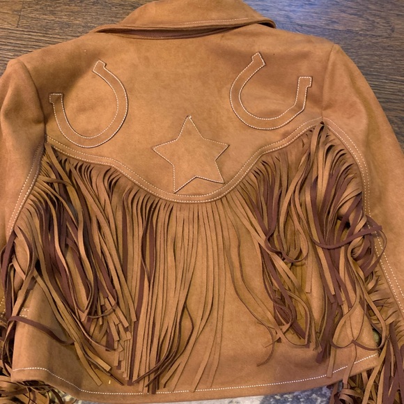 Unique Vintage Brown Suede Fringe Cattle Call Jacket Medium - Picture 10 of 13